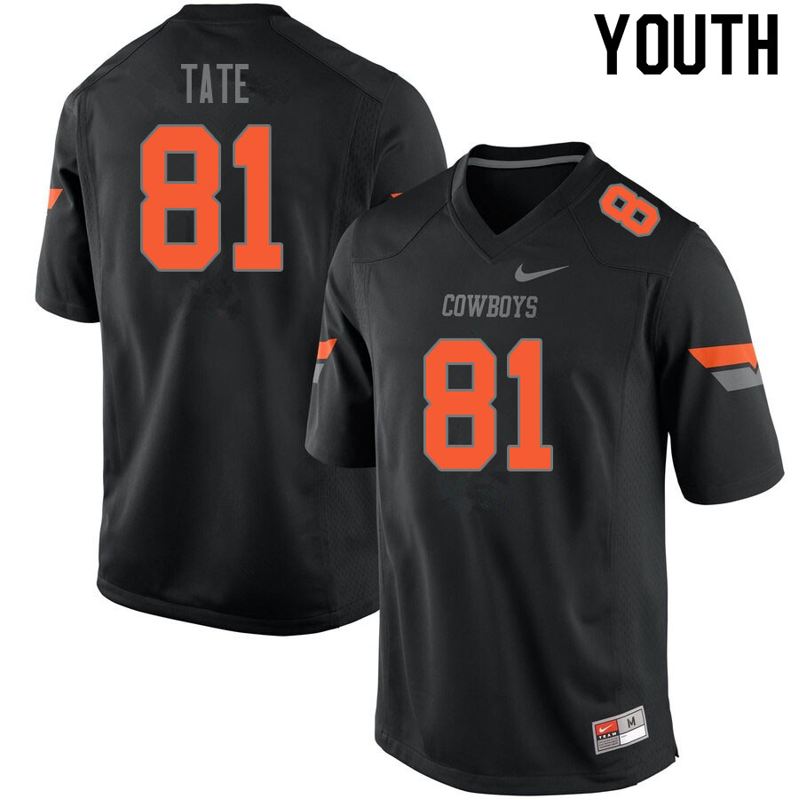 Youth #81 CJ Tate Oklahoma State Cowboys College Football Jerseys Sale-Black - Click Image to Close